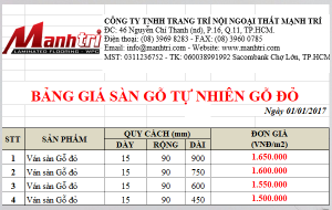 sàn gỗ tự nhiên gỗ đỏ báo giá