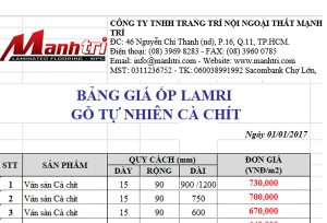 Bảng giá ốp Lamri gỗ cà chít