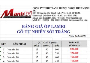 Bảng giá ốp Lamri gỗ sồi trắng