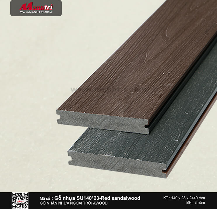SU140-23-red-sadalwood Gỗ nhựa Sandalwood mã 140 x 23 Red