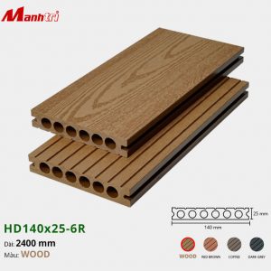 Sàn gỗ Nhựa HD140x25-6R-Wood