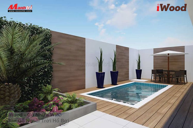 Gỗ nhựa iWood lót sàn, ốp tường sân thượng