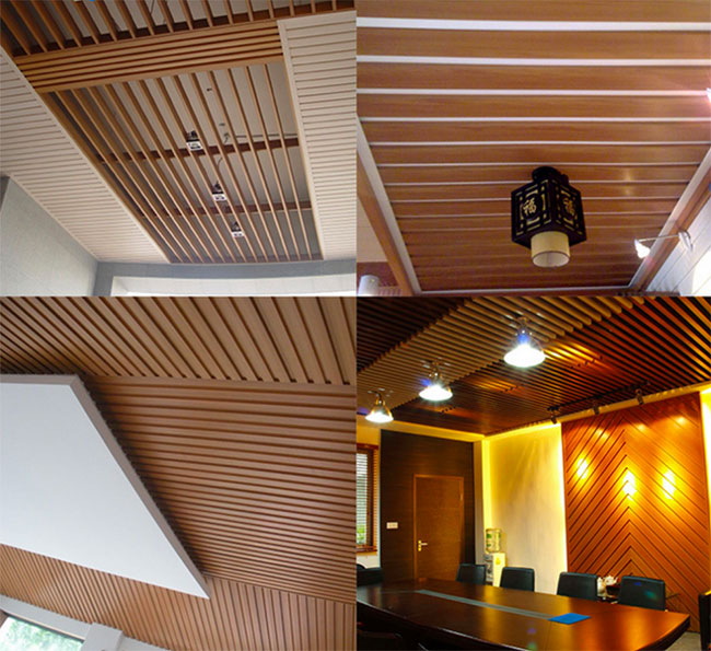 Thi công trần gỗ nhựa WPC cho không gian nội thất