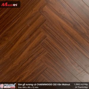 Sàn Gỗ Xương Cá Charm Wood C02 Vân Walnut