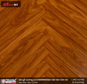 Sàn gỗ xương cá Charmwood C02 vân căm xe hình 3