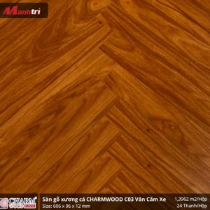 Sàn Gỗ Xương Cá Charm Wood C03 Vân Căm Xe