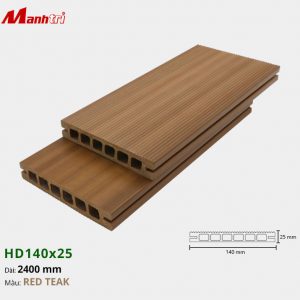Sàn gỗ nhựa HD140x25-Red Teak