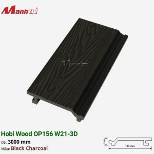 Gỗ Nhựa Ốp Tường, Trần Hobi Wood OP156 W21-3D_Black Charcoal
