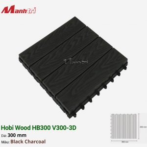 Vỉ Gỗ Nhựa Hobi Wood HB300 V300-3D_Black Charcoal