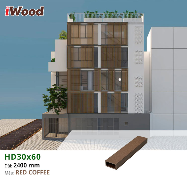Hình ảnh hoàn thiện ốp trang trí lam HD30x60-Redcoffee