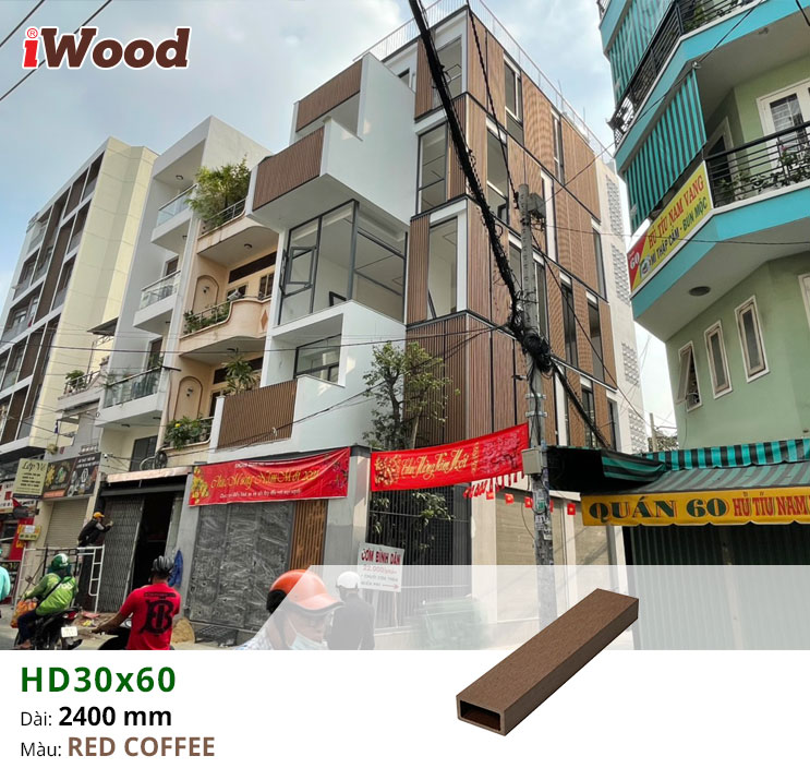 Hình ảnh hoàn thiện ốp trang trí lam HD30x60-Redcoffee