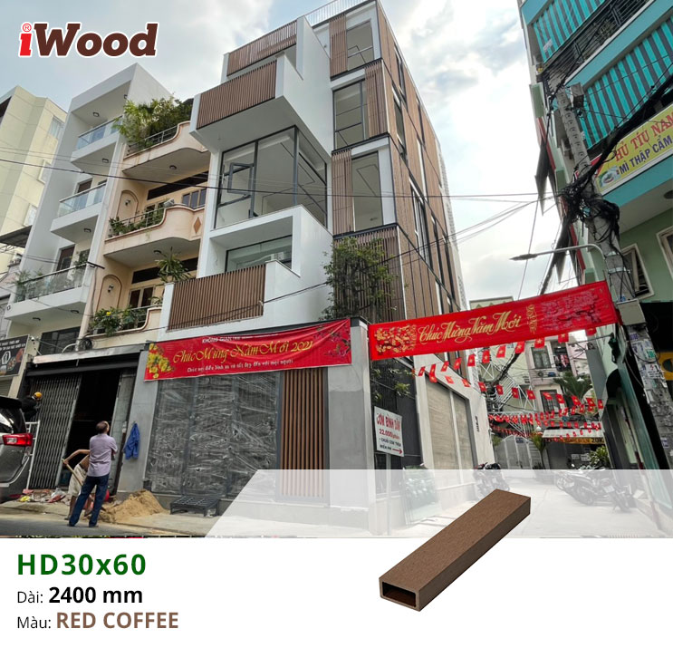 Hình ảnh hoàn thiện ốp trang trí lam HD30x60-Redcoffee