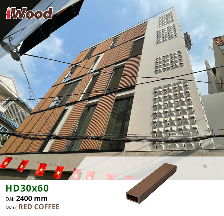 Hình ảnh hoàn thiện ốp trang trí lam HD30x60-Redcoffee