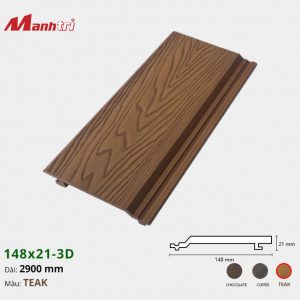 Gỗ Nhựa Ốp Tường,Trần Techwood 148x21-3D-Teak