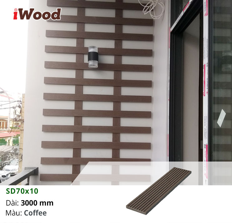 Thi công gỗ nhựa iWood SD70x10 ốp trang trí tại Bình Chánh