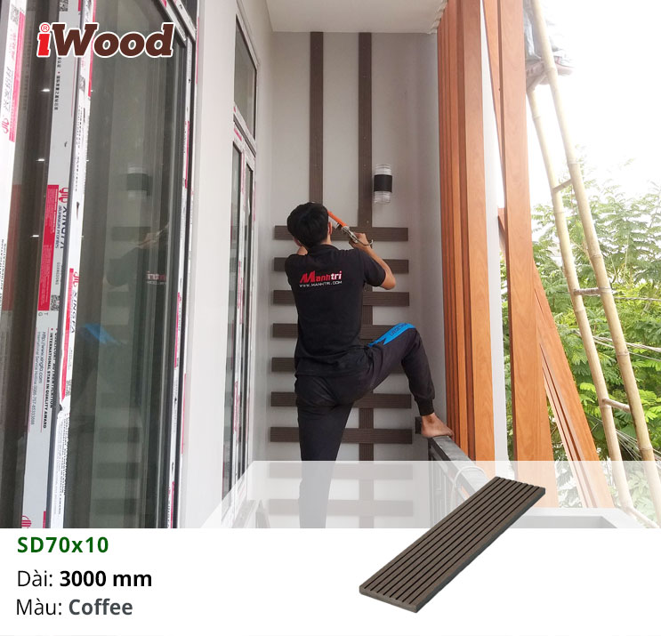 Thi công gỗ nhựa iWood SD70x10 ốp trang trí tại Bình Chánh