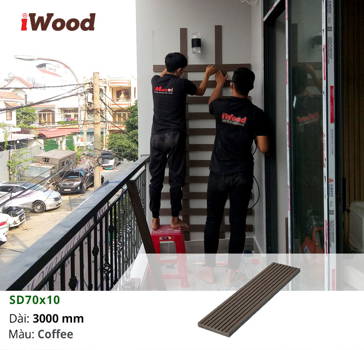Thi công gỗ nhựa iWood SD70x10 ốp trang trí tại Bình Chánh