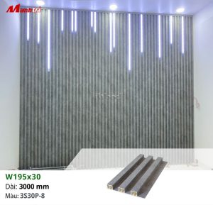 Thi công ốp tường tầm iWood W195x30-3S30P-8 kết hợp đèn Led