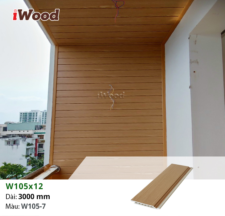 Tấm iWood W105x12-W105-7 ốp ban công ngoài trời