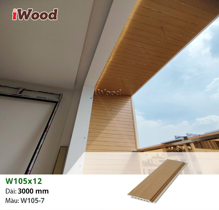 Tấm iWood W105x12-W105-7 ốp ban công ngoài trời