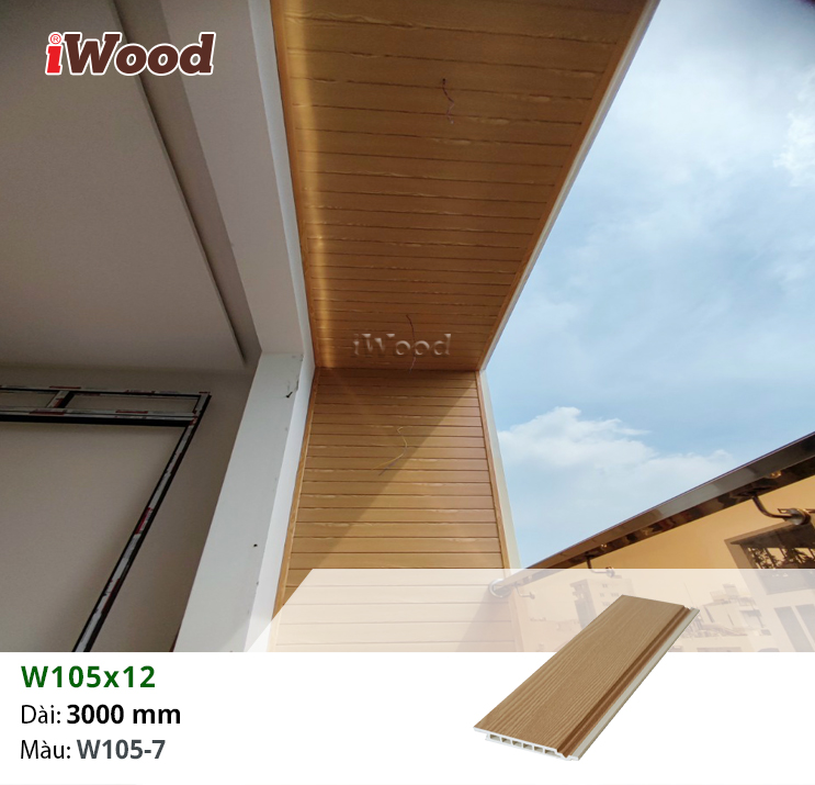 Tấm iWood W105x12-W105-7 ốp ban công ngoài trời