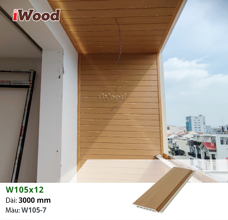 Tấm iWood W105x12-W105-7 ốp ban công ngoài trời
