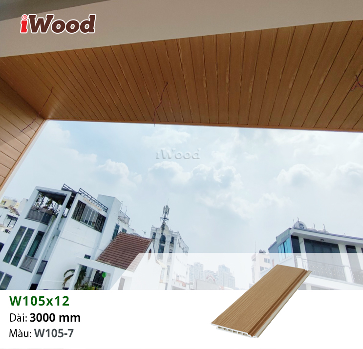Tấm iWood W105x12-W105-7 ốp ban công ngoài trời