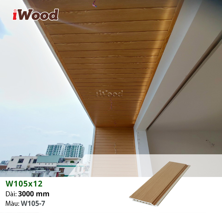 Tấm iWood W105x12-W105-7 ốp ban công ngoài trời