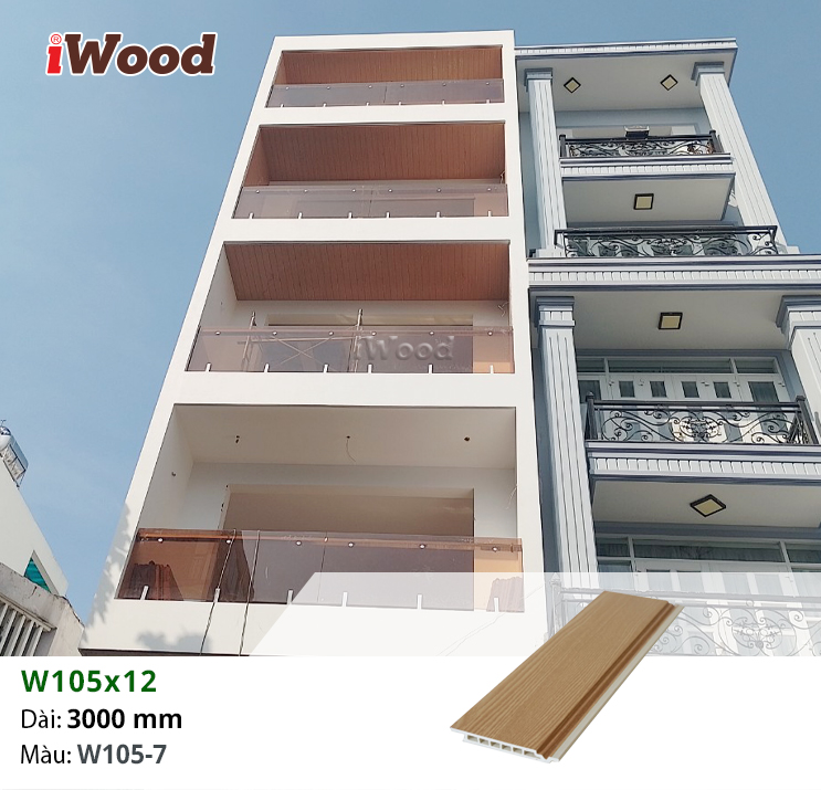 Tấm iWood W105x12-W105-7 ốp ban công ngoài trời