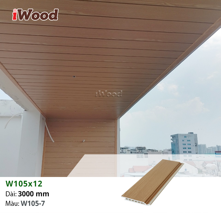 Tấm iWood W105x12-W105-7 ốp ban công ngoài trời
