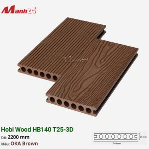 Sàn gỗ nhựa Hobi Wood HB140 T25-3D_OKA Brown