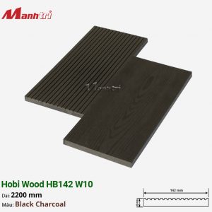 Gỗ Nhựa Ốp Tường, Trần Hobi Wood HB142 W10_Black Charcoal