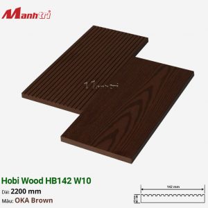 Gỗ Nhựa Ốp Tường, Trần Hobi Wood HB142 W10_OKA Brown