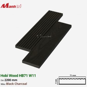 Gỗ Nhựa Ốp Tường, Trần Hobi Wood HB71 W11_Black Charcoal
