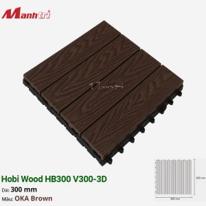 Vỉ Gỗ Nhựa Hobi Wood HB300 V300-3D_OKA Brown