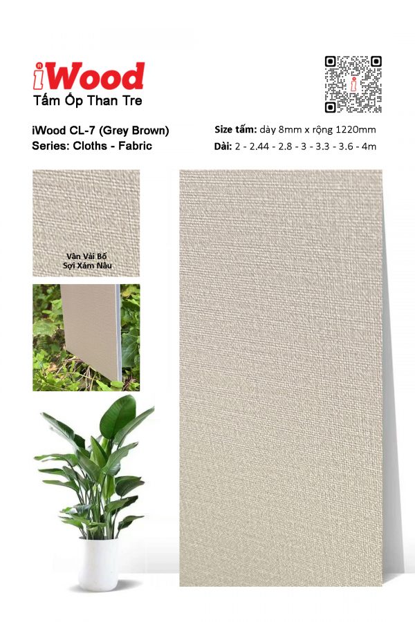 Tấm ốp than tre vân vải iWood CL-7