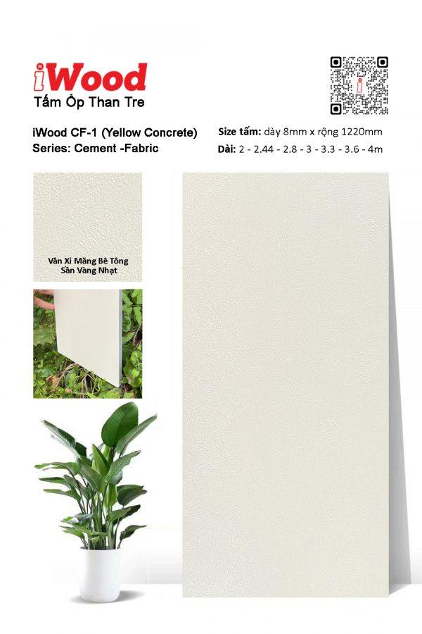 Tấm ốp than tre vân xi măng bê tông iWood CF-1