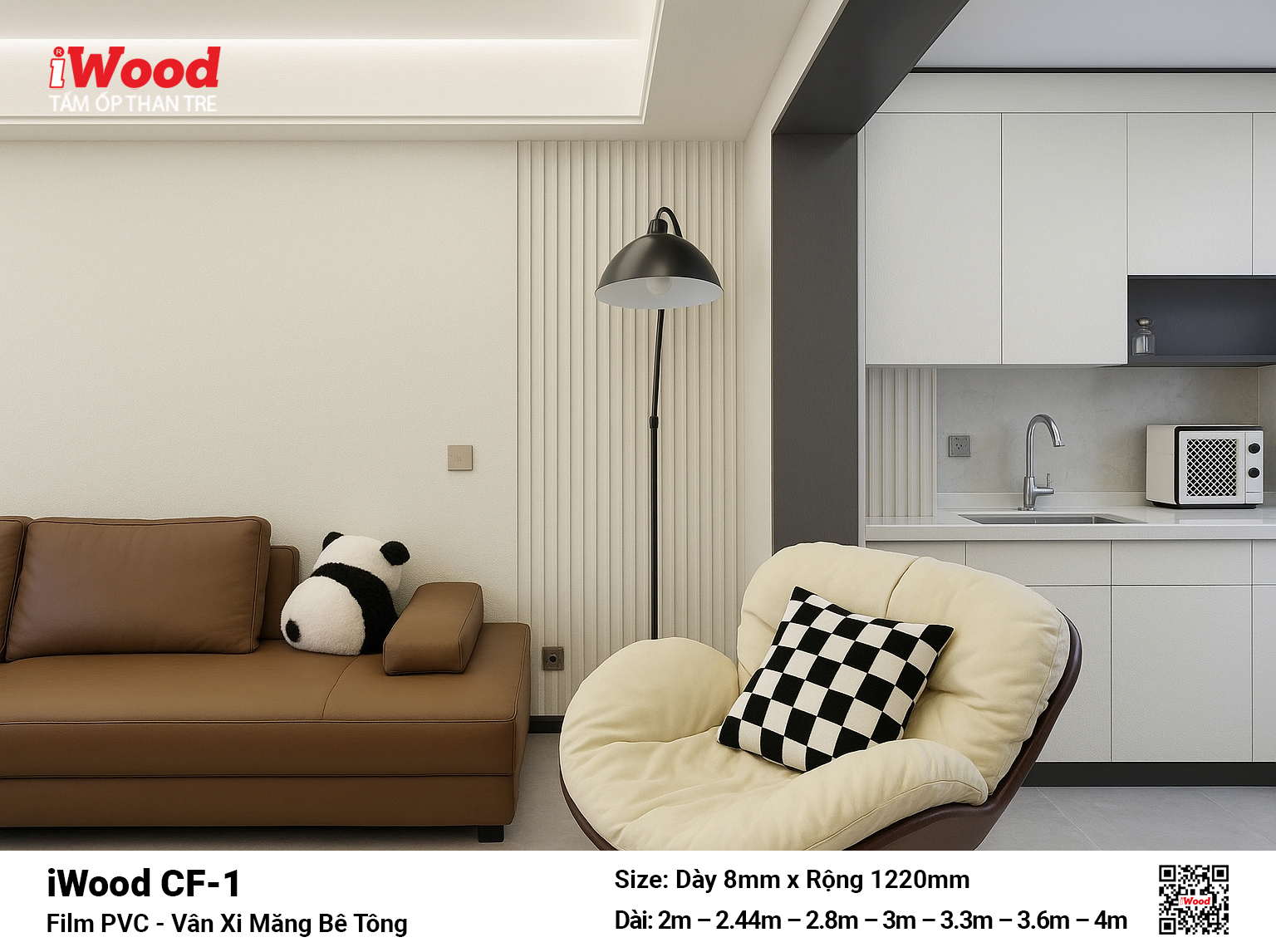 Tấm ốp than tre vân xi măng ốp tường phong cách industrial loft