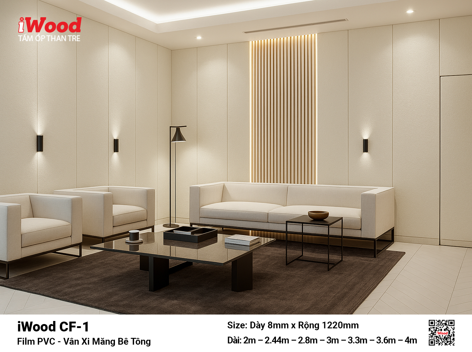 Tấm ốp than tre vân xi măng iWood thi công thực tế tại Mạnh Trí
