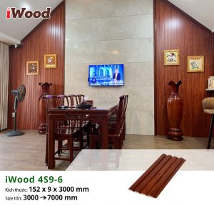 Tấm lam sóng nhựa iWood 4S9-6 ốp tường phòng khách tại quận 7