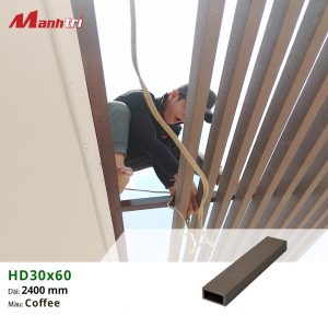 Thanh lam gỗ nhựa HD30x60_coffee ốp trang trí tại quận Phú Nhuận