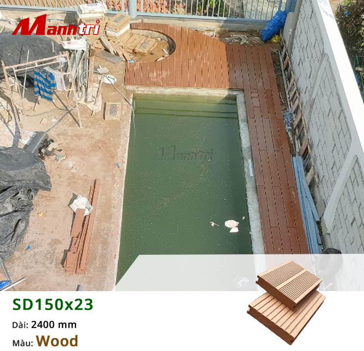 Thi công gỗ nhựa Composite lót sàn hồ bơi tại Củ Chi