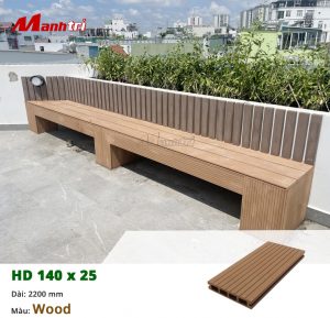 Ghế gỗ nhựa + lam gỗ nhựa trang trí cho ban công ngoài trời