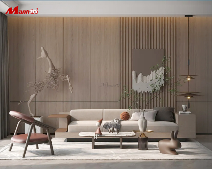 Tấm ốp than tre vân gỗ ốp tường trang trí phòng khách