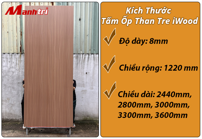 Kích thước tấm ốp than tre