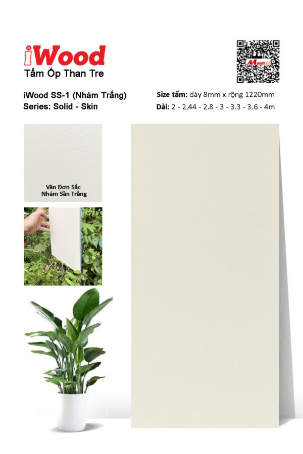 Tấm ốp than tre vân đơn sắc iWood SS-1