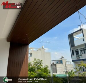 Thi công ốp trang trí mặt tiền với tấm Conwood Lath” 3 Cut dày 11mm