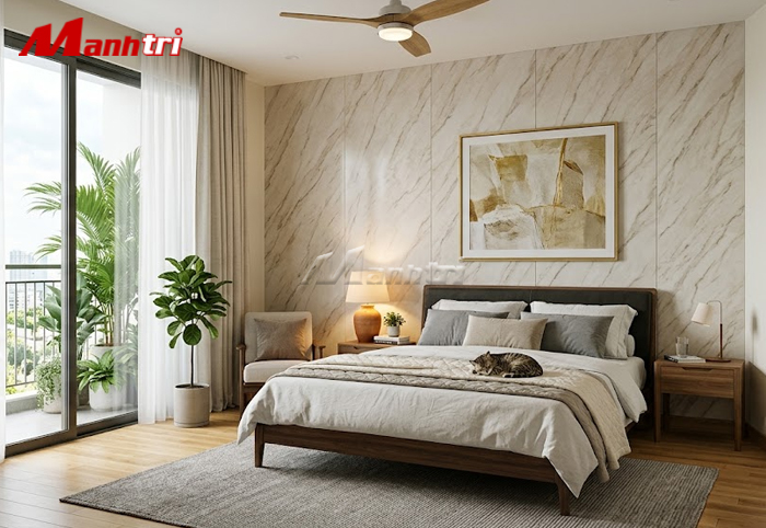 Tấm ốp tường nhựa trang trí phòng ngủ mẫu hoa văn đẹp