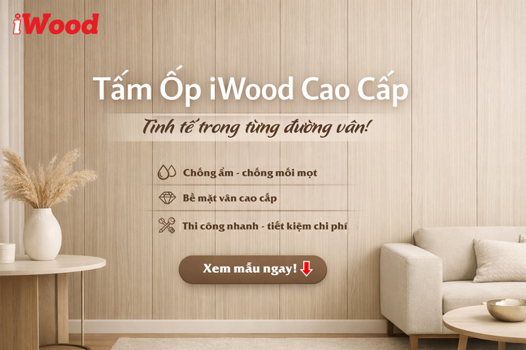 Tấm ốp phòng ngủ iWood sang trọng, ấm cúng