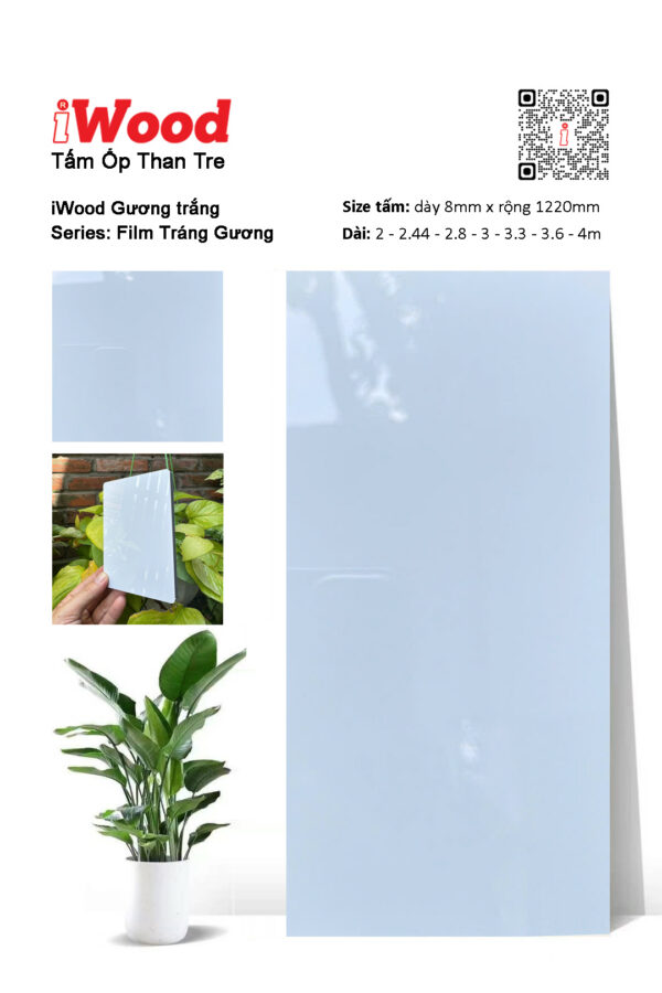 Tấm ốp than tre iWood Film tráng gương trắng